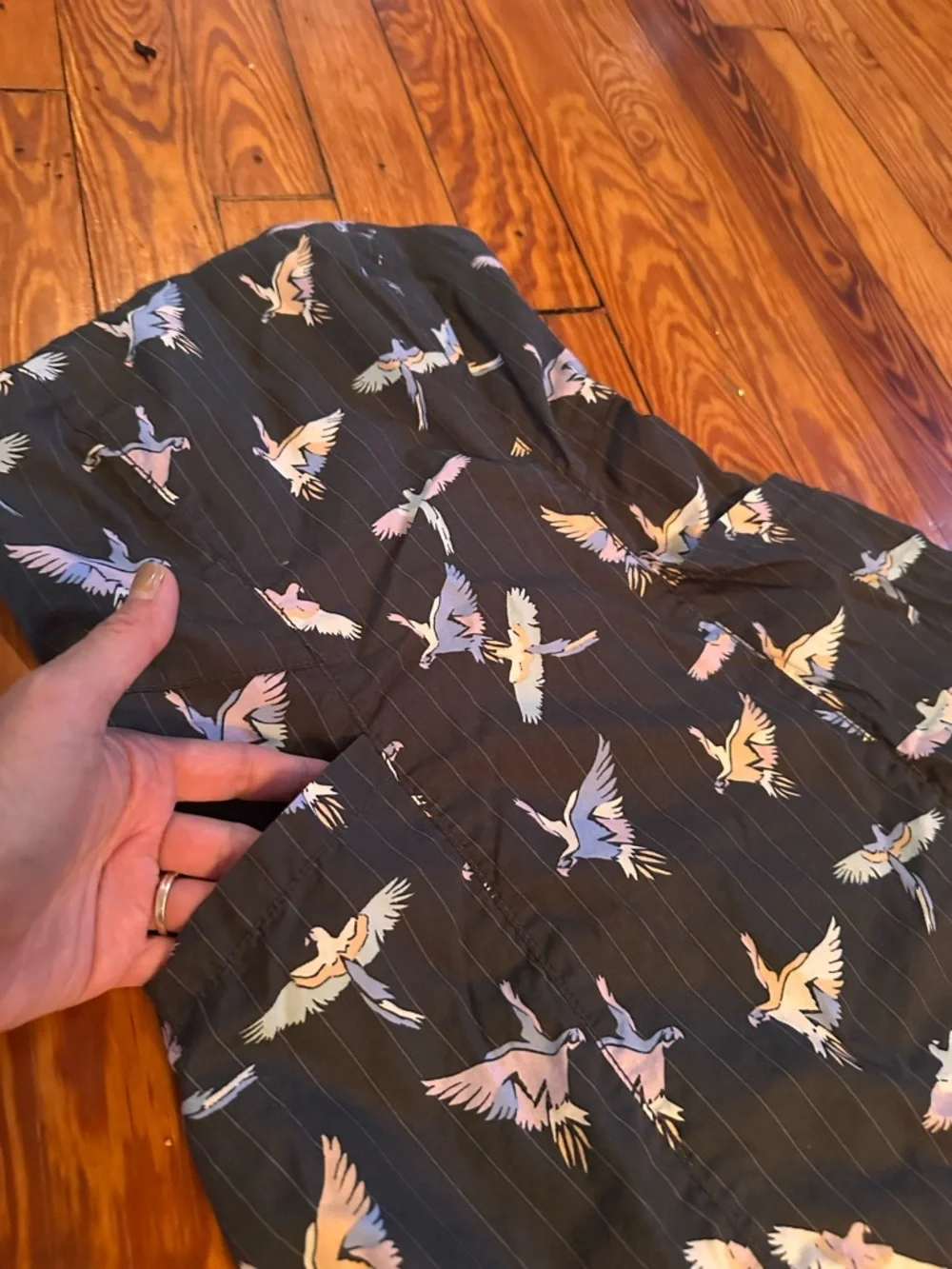 Free People Dress Mini Size 0 Strapless Crane Print Boho Festival Streetwear - Picture 6 of 16